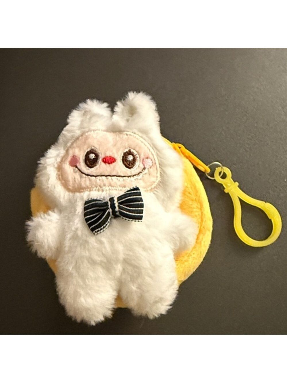 Labubu plush toy keychain White & yellow Plush Character Coin Purse-New